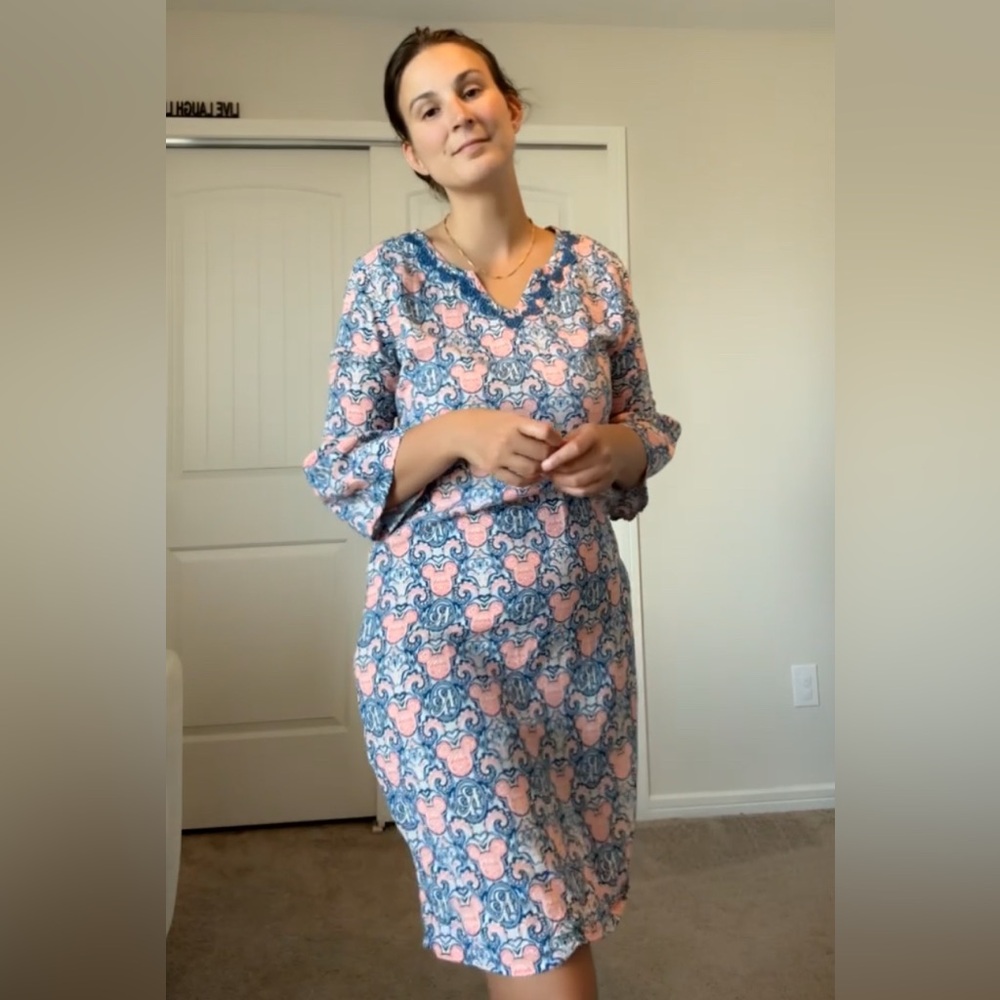 Disney’s Riviera Blue and Pink Patterned Dress S